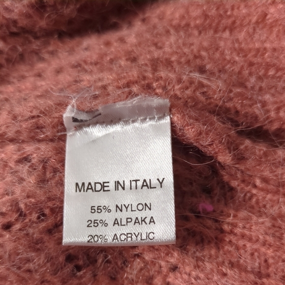 Bartolini Italy Rose Pink Alpaca Blend Crochet Knit Cardigan Sweater Size XS - Picture 6 of 7